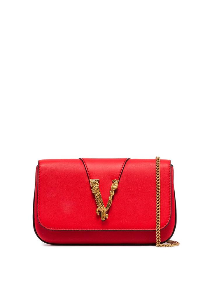Versace V Plaque Shoulder Bag - Red