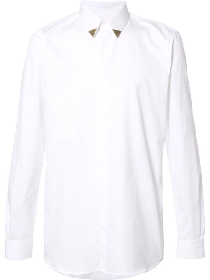 Givenchy Metallic Collar Tip Shirt, Size: 41, White, Cotton