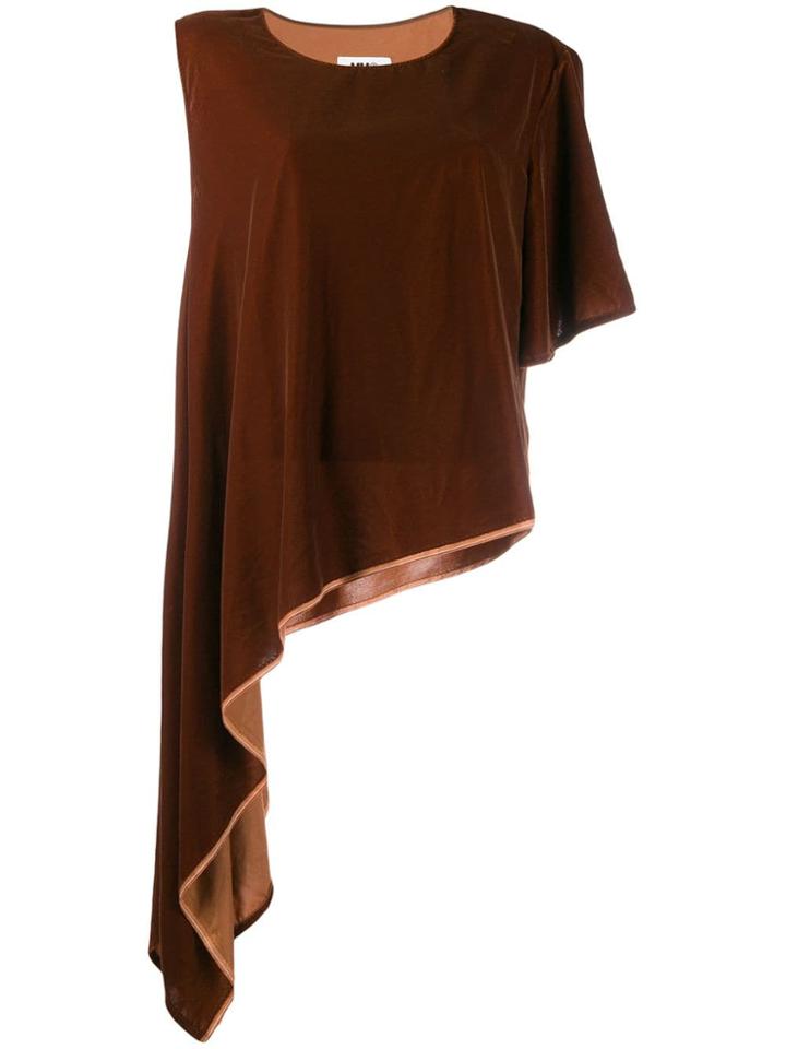 Mm6 Maison Margiela Asymmetric Sleeve Blouse - Brown