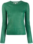 Veronica Beard Ribbed Knit Top - Green