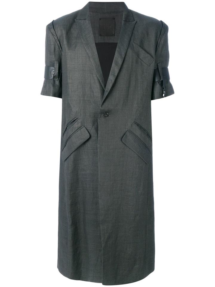 Lost & Found Ria Dunn Leather Trim Sleeve Coat - Grey