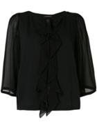 Twin-set Sheer Sleeved T-shirt - Black