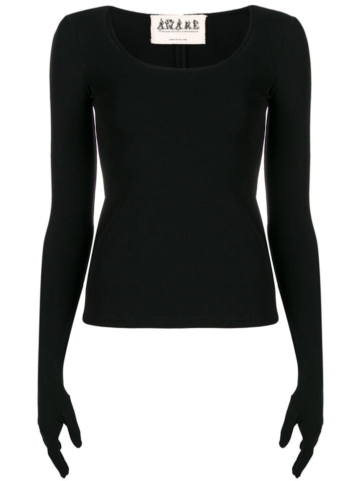 A.w.a.k.e. Scoop Neck Gloved Top - Black