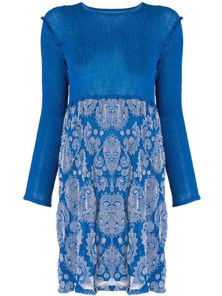 Issey Miyake Cauliflower Botanical Print Dress - Blue