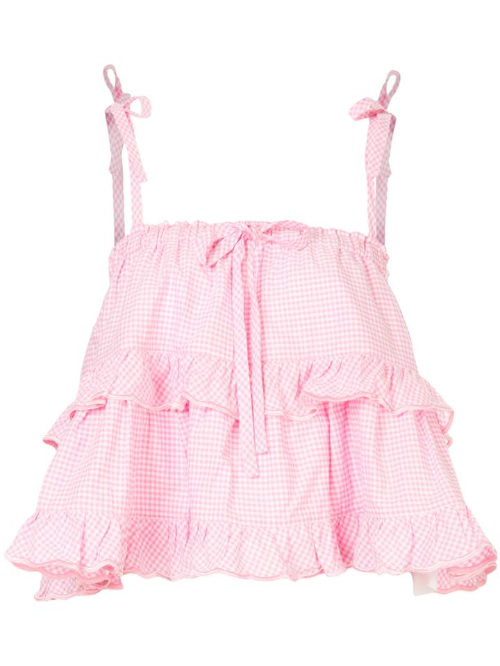 Innika Choo Tied Shoulders Cropped Top - Pink & Purple