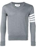 Thom Browne Fine Merino Wool Vneck Pullover - Grey