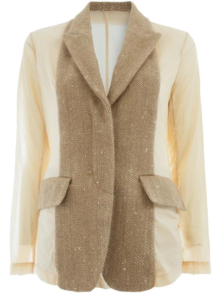 Uma Wang Uma Wang Uw6021 Uw021 Tan/white Silk/angora/polyamide/virgin