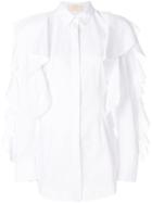 Sara Battaglia Ruched Long Sleeved Shirt - White