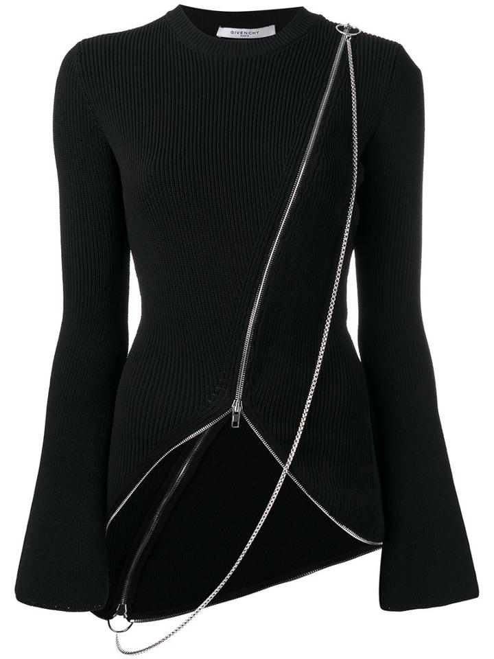 Givenchy - Asymmetric Chain Detail Cardigan - Women - Polyamide/polyester/viscose - M, Black, Polyamide/polyester/viscose