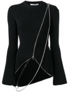 Givenchy - Asymmetric Chain Detail Cardigan - Women - Polyamide/polyester/viscose - M, Black, Polyamide/polyester/viscose