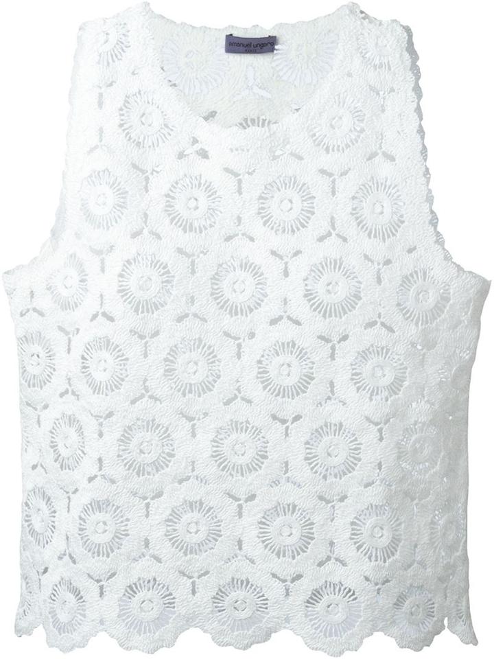 Crochet Tank Top, Women's, Size: 46, White, Cotton, Emanuel Ungaro
