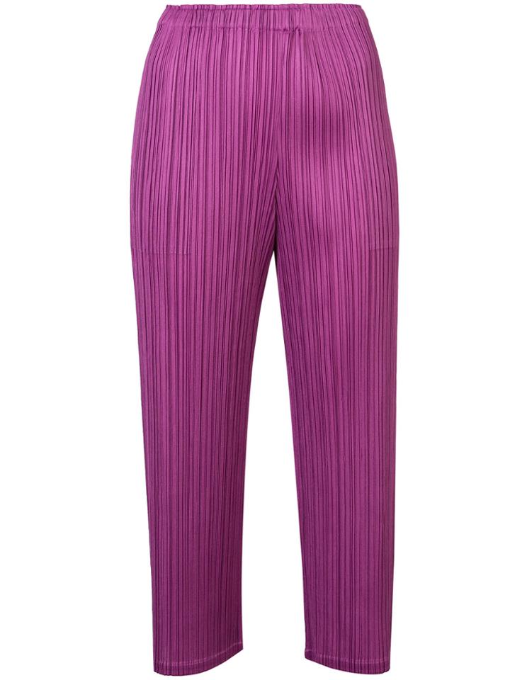 Pleats Please By Issey Miyake Cropped Pleat Trousers - Pink & Purple