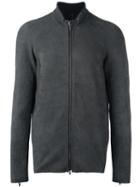 Salvatore Santoro Zip-up Long Sleeve Jacket, Men's, Size: 52, Grey, Leather/cotton