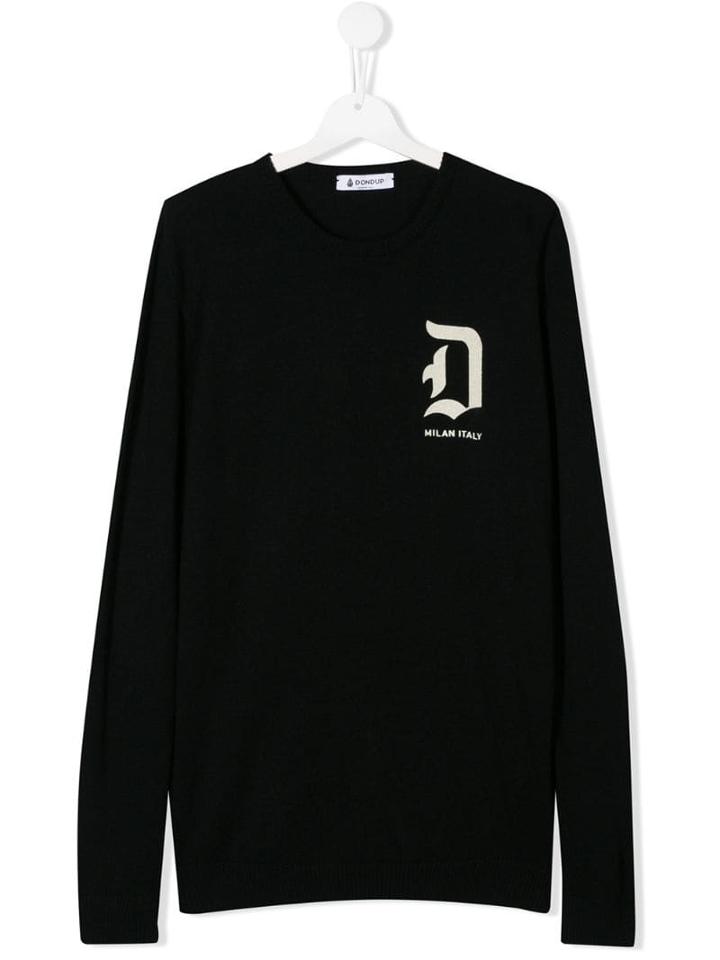 Dondup Kids Teen Flocked Logo Sweater - Black
