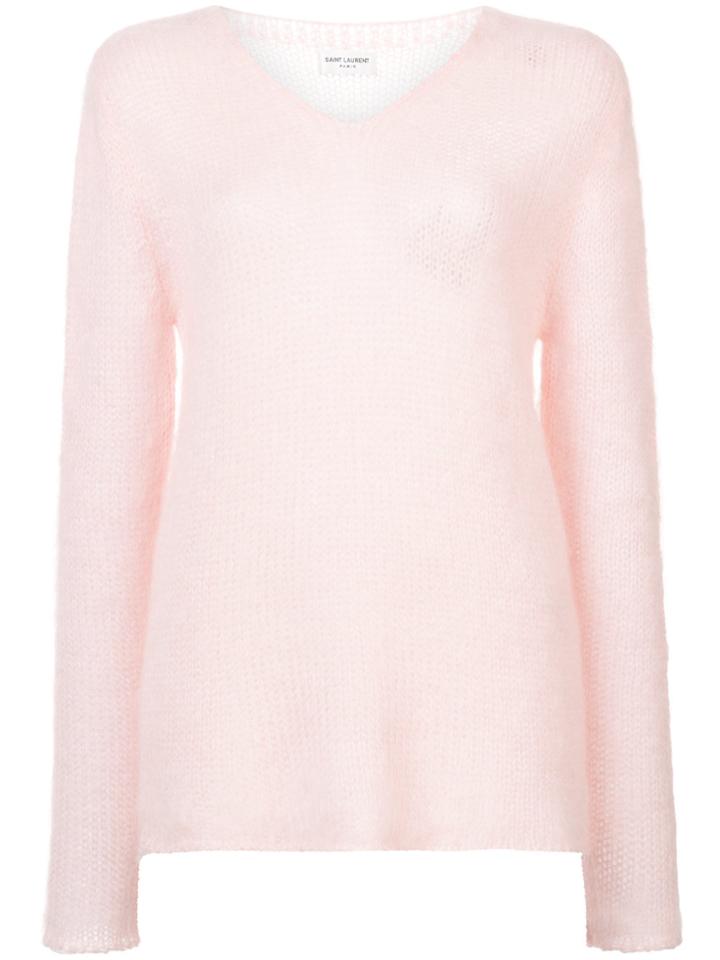 Saint Laurent V-neck Sweater - Pink & Purple