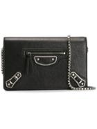 Balenciaga Metallic Edge Chain Clutch, Women's, Black, Goat Skin
