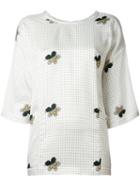 Victoria Beckham Floral Print Blouse, Women's, Size: 40, White, Viscose
