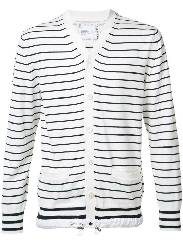 Sacai Striped Cardigan, Men's, Size: 2, Black, Cotton/cashmere
