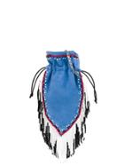 Les Petits Joueurs Beaded Fringe Drawstring Bag - Blue