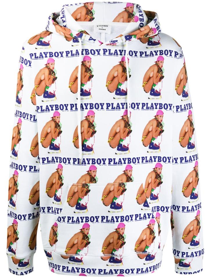 Soulland Surrey Playboy-print Hoodie - White