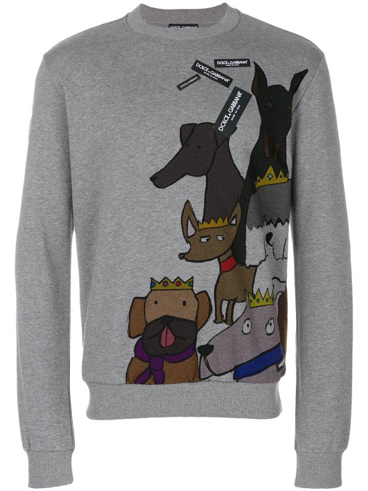 Dolce & Gabbana Cartoon Dog Print Sweatshirt - Grey