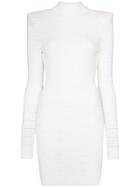 Balmain Exaggerated Shoulder Mini Dress - White