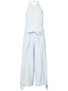 Derek Lam 10 Crosby - Halterneck Wide Leg Jumpsuit - Women - Linen/flax/viscose - 4, Blue, Linen/flax/viscose