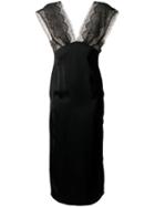 Victoria Beckham Lace Tabbard Midi Dress - Black