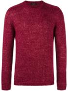 Roberto Collina Crew Neck Knit Sweater, Men's, Size: 52, Red, Merino/silk