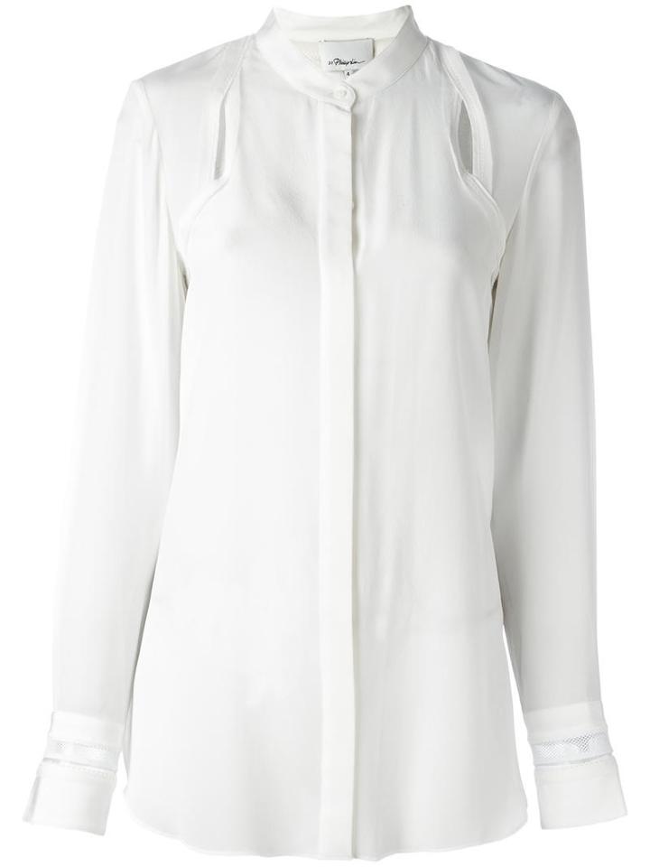 3.1 Phillip Lim Cut-out Detail Shirt, Women's, Size: 2, White, Silk/polyester/polyurethane
