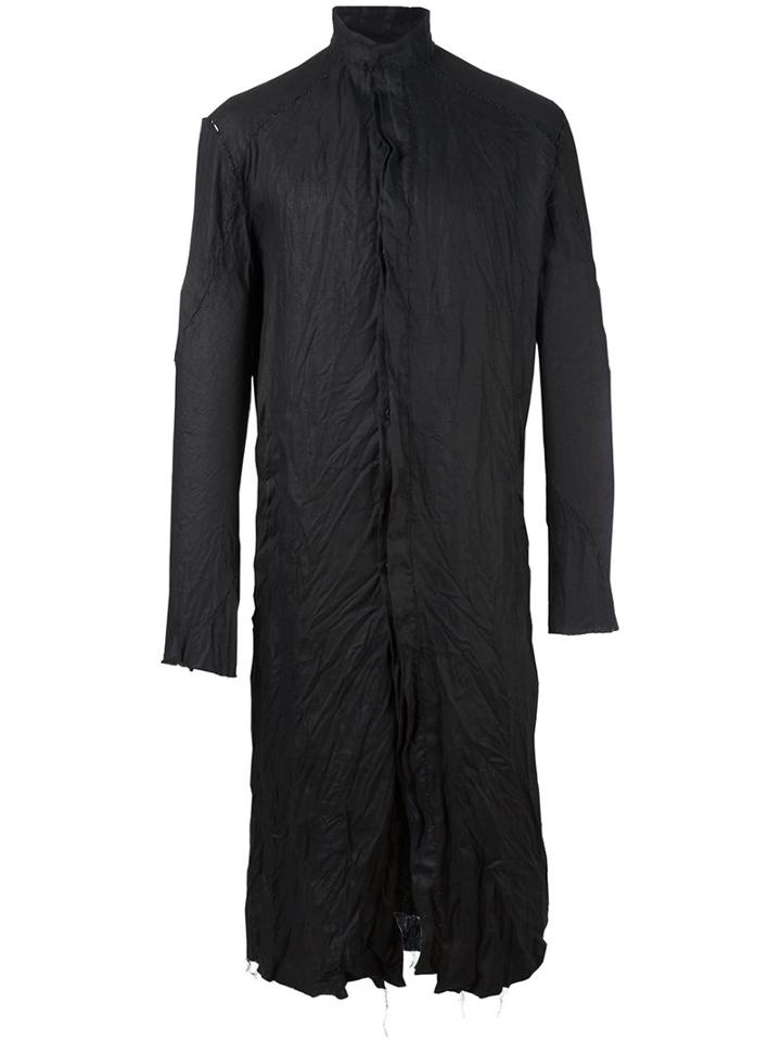 A New Cross Long Frayed Edge Jacket, Men's, Size: Medium, Black, Linen/flax