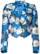 Dolce & Gabbana Cropped Floral Print Jacket - Blue