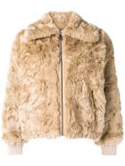 08sircus Faux Fur Zipped Jacket - Nude & Neutrals