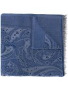 Etro Paisley Pattern Scarf, Men's, Blue, Cotton/silk/wool/cashmere
