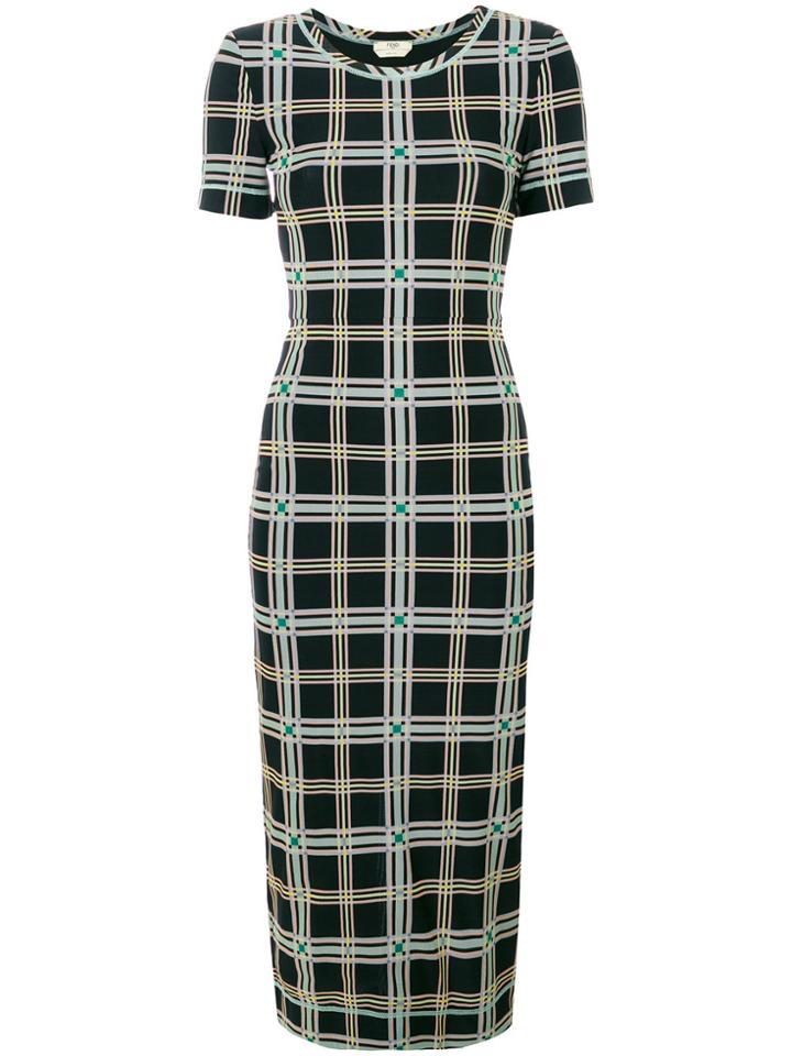 Fendi Plaid Print Midi Dress - Black