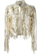 Roberto Cavalli Perforated Fringed Jacket