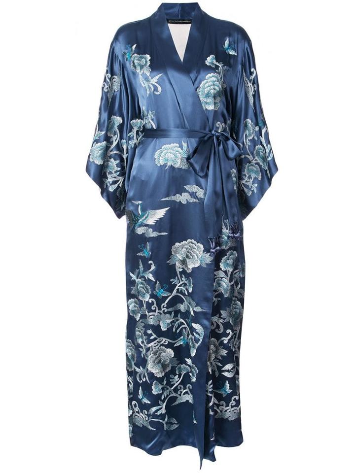 Josie Natori Cranes Robe Dress - Blue