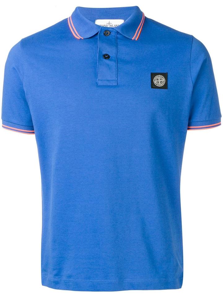 Stone Island Compass Logo Badge Polo Shirt - Blue