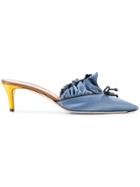 Marco De Vincenzo Pleated Pointed Toe Mules - Blue