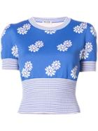 Miu Miu Mixed-print Knitted Top - Blue