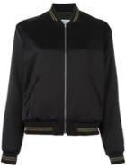 Saint Laurent Satin Bomber Jacket, Women's, Size: 38, Black, Viscose/cupro/cotton