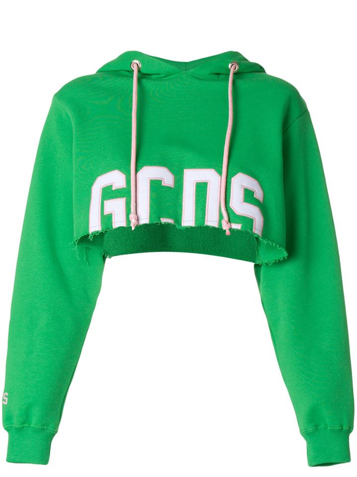 Gcds Cropped Logo Hoodie - Green