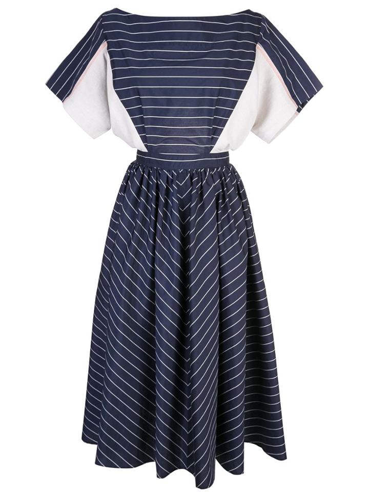Tome Striped Flared Dress - Blue