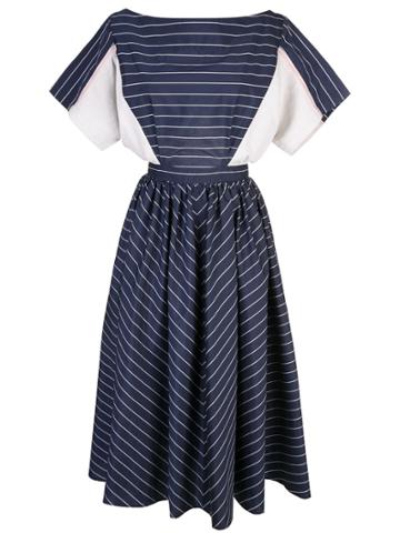 Tome Striped Flared Dress - Blue