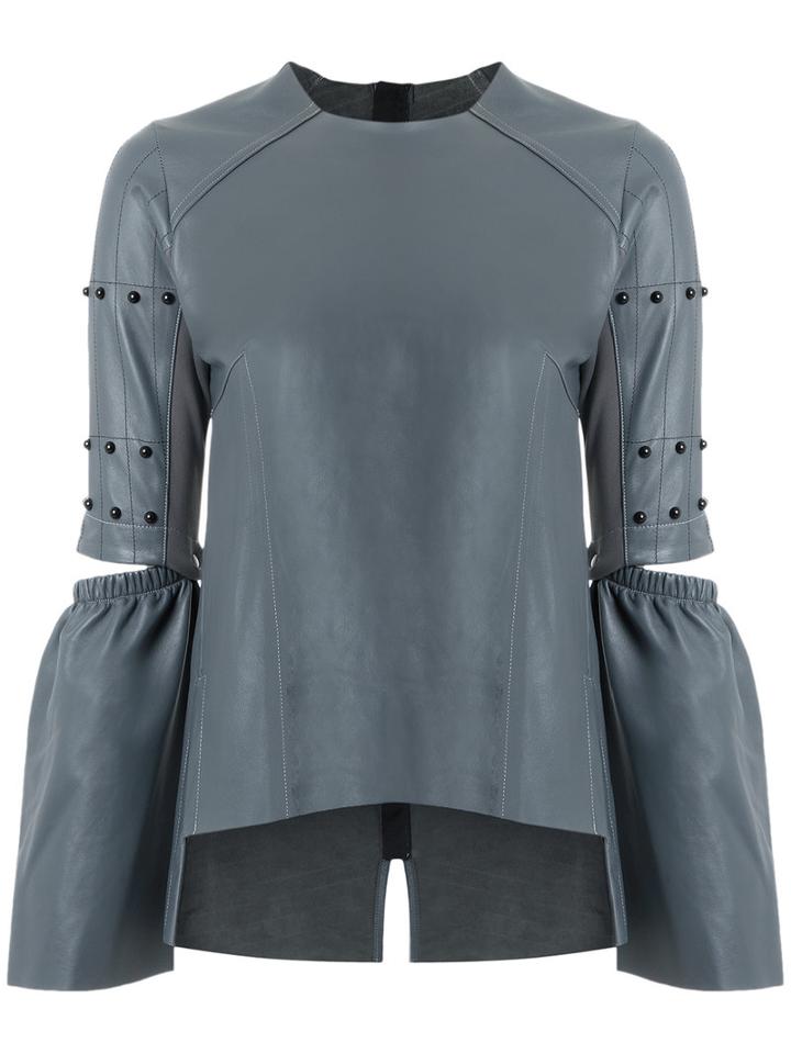 Andrea Bogosian - Leather Top - Women - Leather - G, Grey, Leather