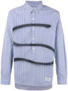 Neighborhood - 's' Print Striped Shirt - Men - Cotton - M, Blue, Cotton