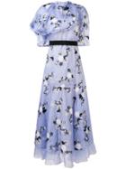 Erdem Hael Ruffle Floral Long Dress - Pink & Purple