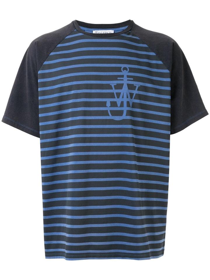 Jw Anderson Anchor Stripes Raglan T-shirt - Blue