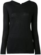 Side-slit Longsleeve Sweater - Women - Cotton/cashmere - 0, Black, Cotton/cashmere, Kristensen Du Nord