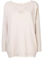 Twin-set Cross Detail Distressed Top - Nude & Neutrals
